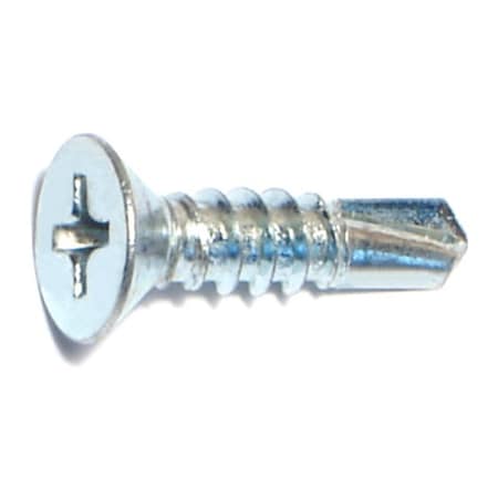 Midwest Fastener Self-Drilling Screw, #10 x 3/4 in, Zinc Plated Steel Flat Head Phillips Drive, 100 PK 09134